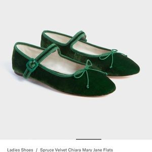 Loeffler Randall Chiara Mary Jane Ballet Flats in Spruce Velvet